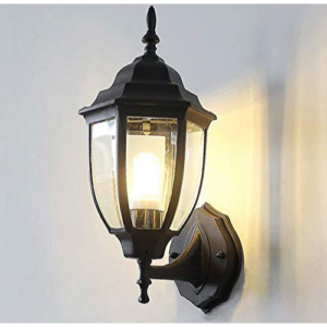 Black Outdoor Wall Light Fixture Exterior Lantern Porch Lights with Water Glass Shade