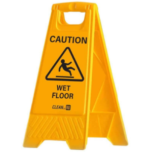 Yellow Plastic Caution Sign - Wet Floor Sign - Double-Sided