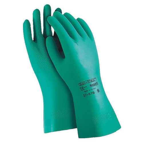Ansell Sol-Vex 37-676 Chemical-Resistant Nitrile Gloves, Size 9