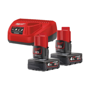 Milwaukee M12 NRG Pack, 2x M12B4 Batteries and C12C Charger — M12NRG-402