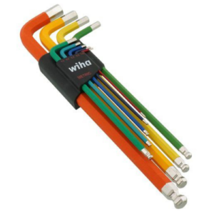 Wiha 36987 Ball End Hex L-Key Set, 9-Piece Long Arm, Metric