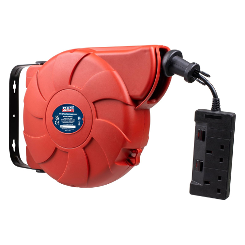 Sealey CRM10 Retractable Cable Reel System 10 m, 2 x 230 V Sockets
