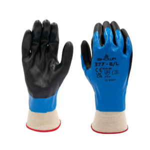 SHOWA 377M-07 Nitrile Foam Coated Glove, Medium, Blue (Pack of 12 Pairs)