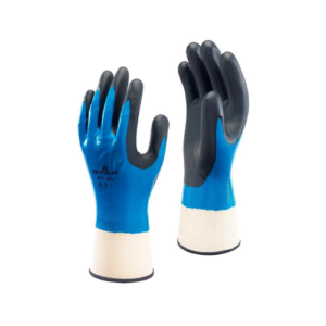 SHOWA 377L-08 Nitrile Foam Coated Glove, Large, Blue (Pack of 12 Pairs)