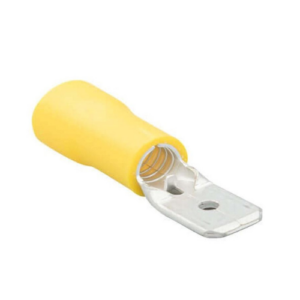TE Connectivity PIDG FASTON Insulated Male Spade Terminal, Yellow, 6.35 x 0.81 mm Tab, 4-6 mm2 (100/Box)