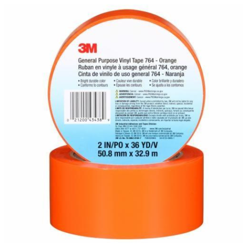 3M 764 Vinyl Tape, Orange, 2 in x 36 yd