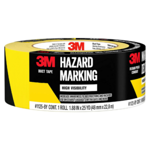 3M Hazard Marking Duct Tape, Black/Yellow, 48 mm x 25 yd