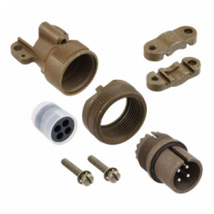 MS3106F14S-2P Connector, Plug, Straight, with Strain Relief and End Bell, 4#16 Pin Contacts, MIL-C-5015