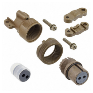 MS3106F14S-9S Connector, Plug, Straight incl. Endbell and Cable Clamp, Olive Drab Cadmium, Size 14S, 2#16 Socket Contacts, Key Normal, MIL-C-5015