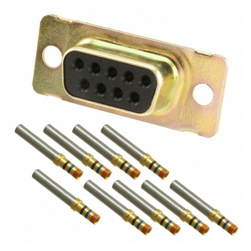 205555-2 D-Sub Connector, 9-Position Receptacle, Female Sockets