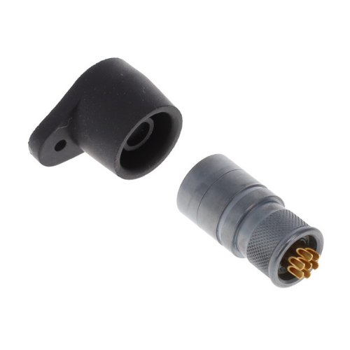 SCE2-B-01K06-07PN Inline Receptacle with Integral Backshell, 7 Position, Male, Gold, Solder Cup