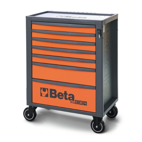 Beta 024004081 RSC24/8-O Mobile Roller Cabinet, 8 Drawers, Orange