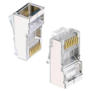 NEXUS RJ45 Cat6A SFTP and FTP Connector Plug 100-Pack, 8P8C Pass-Through Shielded Modular Plugs, Gold-Plated Contacts