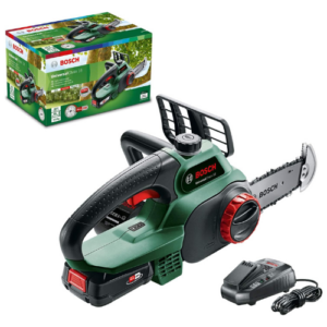 Bosch Cordless Chainsaw UniversalChain 18 (battery 2.5 Ah, charger, SDS system, blade length: 200 mm, 18 Volt System, in carton packaging)