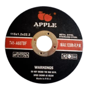 4,5" CUTTING DISC 115X1.2X22.2 (APPLE) ABRASIVES ( 500 Pcs in Box ) Black