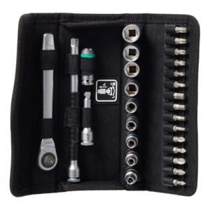 Wera 05004018001 | 8100 Zyklop1/4" Metric Metal Ratchet Switch-Lever Socket Set + Tool Pouch -28pc