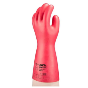 LINEPRO Electrical Gloves, Straight Cuff, Max Use 500 V AC, Size 36 cm, Red, Natural Latex Rubber, Type 1