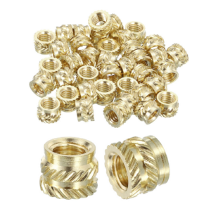 Insert Nut, Twill Knurled, M6 ID × 9 mm OD × 7 mm Long, Brass