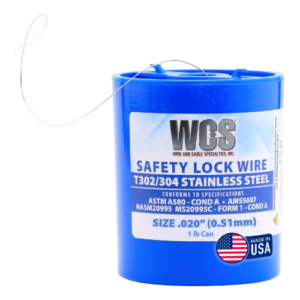 Lockwire, T302/304 Stainless, NASM20995 / MS20995C, ASTM A580 Cond A, AMS5697, 0.020 in (0.51 mm), 1 lb (0.45 kg) Dispen