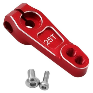 Servo Horn, 1 Arm, 25T Spline, 2 Hole, Hole Centre 20-24 mm, Length 30 mm, Aluminium 7075-T651, Red