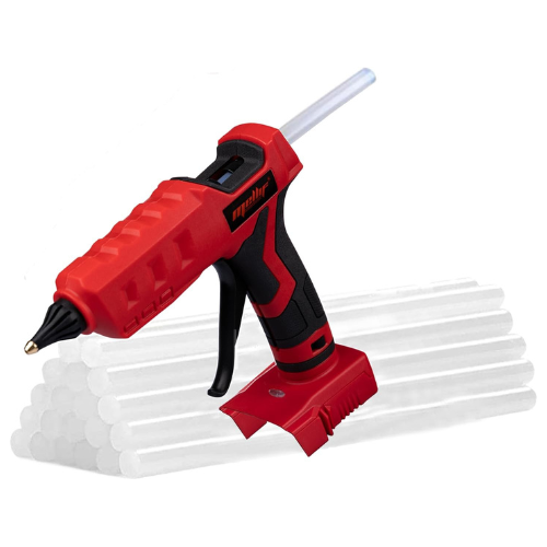 Cordless Hot Glue Gun for Milwaukee 18 V Battery, Full Size, with 20 Glue Sticks (0.43 in), Battery Not Included