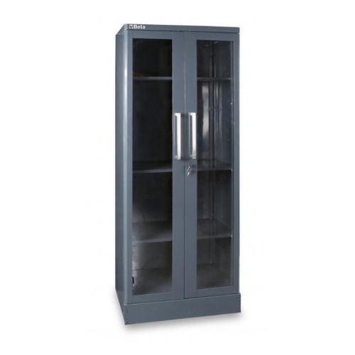 BETA 055000422 Sheet Metal Tool Cabinet with Two Clear Polycarbonate Doors for Workshop Equipment Combination RSC55