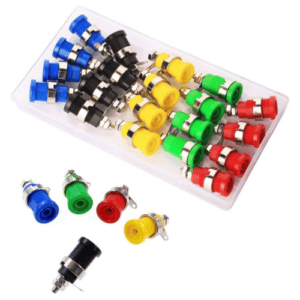 4 mm Female Banana Plug Safety Sockets / Speaker Binding Posts, 5 Colours (Red/Yellow/Blue/Green/Black), Pack of 20