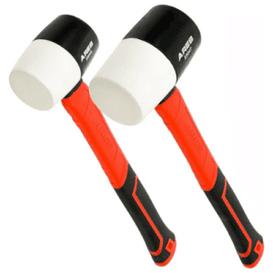 ARES 23058 3-Piece Fiberglass Handle Double Faced Soft Mallet Set, White Rubber and Soft Faces