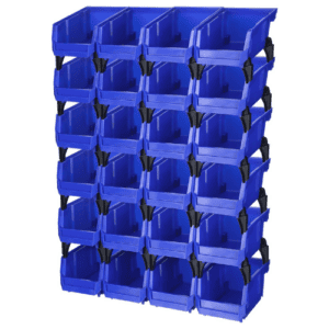 Weysat Wall-Mounted Stackable Plastic Storage Bins, 24 Pcs, Parts Rack Organiser