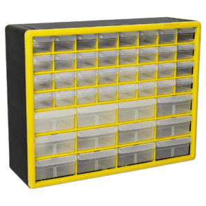 Akro-Mils 10144 44-Drawer Plastic Storage Cabinet, 20 in W x 6 in D x 16 in H, Yellow