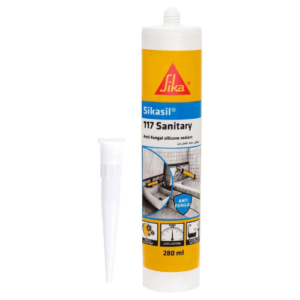 Sika Sikasil-117 Sanitary Anti-Fungal Acetoxy Silicone Sealant, White