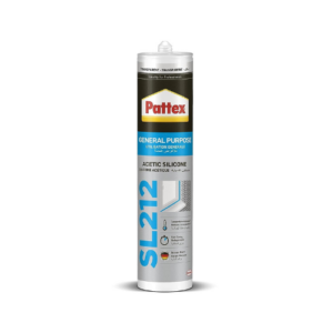 Transparent Silicone Sealant with Heavy Duty Gun, 280ml, Pattex SL1212 - GP silicone - Acetic Transparent Silicone Sealant, 280 ml
