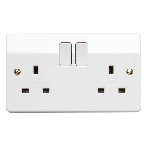 MK,13A, pvc twin switched socket (white)