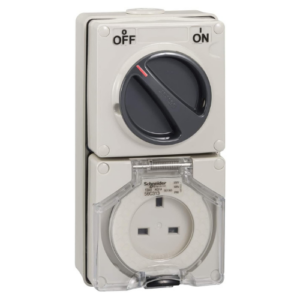 Schneider Single Pole Switch Socket 250V 13A IP66 Grey 56 Series 56C313