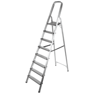STANLEY Step Ladder 8 Steps Aluminum Ladder Anti Slip Steps Non-Slip Rubber Edge Guards 150 KG Loading Capacity EN131 Approved (SXLDAL-008)