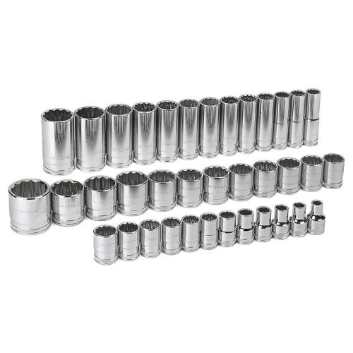 GEARWRENCH 37 Pc. 1/2" Drive 12 Point Standard & Deep Metric Socket Set - 80730