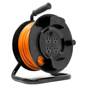 WEN PC5043R 50 ft. 14-Gauge Heavy-Duty SJTW Outdoor 14/3 Extension Cord Reel with NEMA 5-15R Light-Up Power Outlet,Black