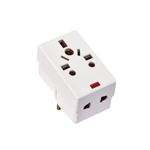 Universal Socket with Light and 13A Fuse, 3-Pin Plug Adapter
