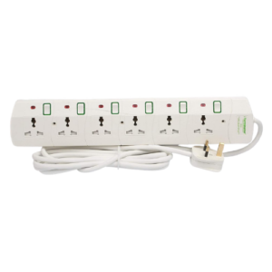 TPB 616-3M -6 Way Universal Power Extension Socket With Individual Switches & Indicators, Circuit Breaker, 3M Cable 13A Fused Plug