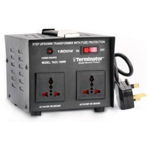 STEP UP/ DOWN TRANSFORMER WITH FUSE PROTECTION 1500 W MODEL TACC 1500W TERMINATOR