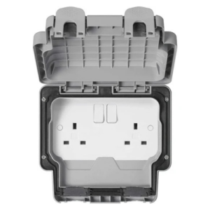 MK MASTERSEAL PLUS 13A 2-GANG SWITCH SOCKET IP66 K56482GRY