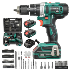 STANEW Cordless Hammer Drill, 3in1 Screw Drill Driver Set 20V Li-ion Battery, 96PCs Accessories, with Carrying Case 2 Batteries and Charger