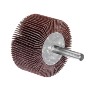Flap Wheel Rotary Abrasive Wheel 80 grit, 50mm diameter, 20mm wide face. 6mm shaft