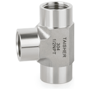 TAISHER Forging of 304 Stainless Steel Tee Pipe Fittings, 1/2" NPT Female x 1/2" NPT Male x 1/2" NPT Female Pipe Fittings, Male Branch Tee