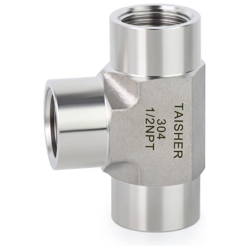 TAISHER Forging of 304 Stainless Steel Tee Pipe Fittings, 1/2" NPT Female x 1/2" NPT Male x 1/2" NPT Female Pipe Fittings, Male Branch Tee