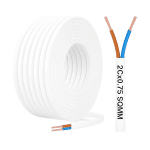 RR Cable 2C x 0.75 sq mm White Flat - 100m