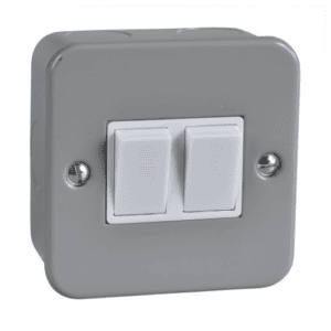 MK 2 Gang 2 Way Metal Switch, Grey