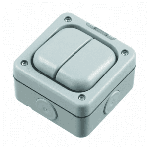 MK 2 Gang 1 Way Metal Switch, Grey