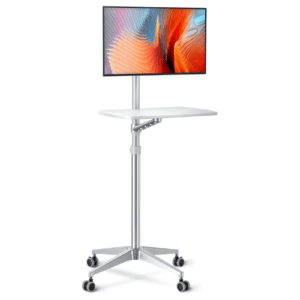 Mobile Rolling Laptop Floor Stand Workstation 86 x 123 cm, Monitor 17”-27”, Laptop 53 x 35