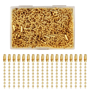 Lemonkey 100Pcs Ball Beads Chain Bulk,Gold Keychain Rings Metal Chain,4 Inch Dog Tag Metal Small Cha